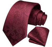 Krawatte Herren Einstecktuch Paisley Blume Hochzeit Set Burgund Rot