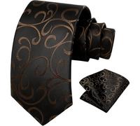 Krawatte Herren Einstecktuch Paisley Blume Hochzeit Set Schwarz Gold