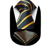 Krawatte Herren gepunktet Einstecktuch Einheitsgröße Blau & Gelb