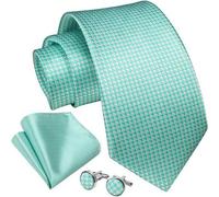 Krawatte Herren Hochzeit Seide Paisley Set Einstecktuch F1 Hellgrün