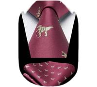 Krawatte Herren Hochzeit Tiermuster Einstecktuch Burgund Einheitsgröße