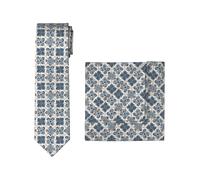 Krawatte OLYMP, Herren, bleu, Web, Baumwolle, gemustert, Krawatten, Set mit Einstecktuch (43875139-0) bleu