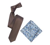 Krawatte VENTI "VENTI Set aus Krawatte und Einstecktuch gemustert", Herren, braun (kastanienbraun), 100% Seide, Krawatten (26060756-0) kastanienbraun