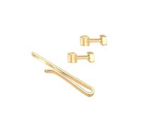 Krawattennadel Set KUZZOI "Krawattennadel Manschettenknöpfe Basic 925 Silber", gold, Krawattennadeln, Herren, Silber 925 (Sterlingsilber), Krawattennadel Set (89335735-0)