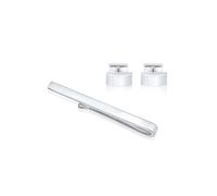 Krawattennadel Set KUZZOI "Krawattennadel Manschettenknöpfe Basic 925 Silber", silber, Krawattennadeln, Herren, Silber 925 (Sterlingsilber), Krawattennadel Set (90398534-0)