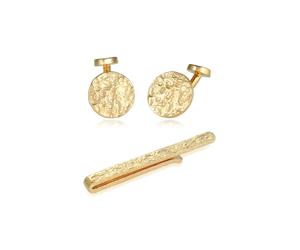 Krawattennadel Set KUZZOI "Manschettenknöpfe Krawattennadel Struktur Silber", gold, Krawattennadeln, Herren, Silber 925 (Sterlingsilber) (72922204-0) gold