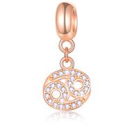 Krebs Sternzeichen Charms passt Pandora Stil Armband - Rose Gold 925 Sterling Silber Halskette Anhänger, 12 Constellation Dangle CZ Birthstone Perlen, Geschenke für Muttertag/Geburtstag