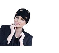 Krebshüte für Damen, Kopfbedeckung für Damen, Chemo-Haarausfall, Damen-Turbane, Kopfbedeckungen, Diamant-Schwarz-Goldmuschel, Schwarz, Einheitsgröße