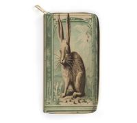 Kreditkarten-Geldbörse im Retro-Stil, Motiv: Kaninchen, dünn, PU-Leder, Bifold Cash Wallet, Reißverschluss, Münzfach, Ausweisfenster, Geldbörse, Aufbewahrungstasche, Geldbörse, Münzgeldbörse