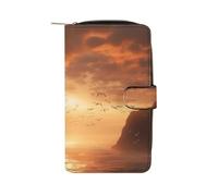 Kreditkarten-Geldbörse, Motiv: Flying in Sunset, RFID-blockierend, schmal, faltbar, echtes Leder, minimalistische Vordertasche, Geldbörse, Schlüsselanhänger, Geldbörse für Männer und Frauen, Stil,