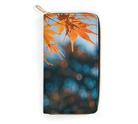 Kreditkarten-Geldbörse, Motiv: Herbst-Ahornblätter, PU-Leder, Bifold Cash Wallet, Reißverschluss, Münzfach, Ausweisfenster, Geldbörse, Aufbewahrungstasche, Geldbörse, Münzgeldbörse, Kleingeld, klein