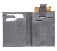 Kreditkartenbörse mit RFID Folie, Kreditkartenetui aus Echtleder, Herren und Damen Karten Lederetui mit 1 Scheinfach und 3 Kartenfächer für EC / Kreditkarten, Brieftasche in grau, ca. 11 x 8,5 cm