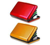 Kreditkartenetui aus Aluminium - Ideal als Kartenetui & Visitenkarten Etuis - NFC und RFID Schutzhülle - Schützt Ihre EC-Karten vor unerlaubtem Auslesen - für Damen und Herren (Rot und Gold)