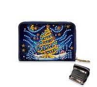 Kreditkartenetui, DIY-Diamant-Kunstmalerei, Reißverschluss, Kreditkartenetui für Damen, Akkordeon-Kartenetui, Schlüsselanhänger, Geldbörse, Weihnachtsbaum