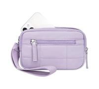 Kreditkartenetui für Damen, gesteppt, Handgelenk, Clutch, Geldbörse, Reißverschluss, Schlüsselanhänger, Geldbörse, Münzbeutel mit Riemen, gesteppte Clutch, hellviolett, Mass Beauty