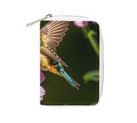 Kreditkartenetui, Garten, Vogel, Blumen, Kreditkartenetui, für Damen, Visitenkarten-Organizer, Kartenhalter, Geldbörse, kleine Münzbörse, weiches PU-Kartenetui mit Reißverschluss, Stil, 16 x 11,5 cm,