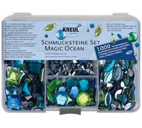 KREUL 49644 - Schmucksteine Set Magic Ocean, 1000 Steine in den Farben blau, türkis, hellgrün und hellblau, in verschiedenen Formen und Größen, zur Gestaltung von modischen Accessoires und Home Deco