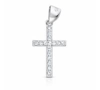 Kreuz-Anhänger aus 925 Silber mit Zirkonia + Silberkette gratis