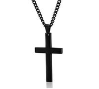 Kreuz Anhänger Edelstahl Kreuzanhänger mit 55cm Halskette für Herren Damen Frauen,silber schwarz gold (silber) (silber) (schwarz 5cm*3cm)