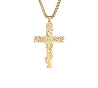Kreuz Baum des Lebens Halskette Edelstahl christlich religiös Kreuz Anhänger Halskette für Männer Frauen Kirche Gebet Halskette Taufkette Baum des Lebens Kruzifix Schmuck Geschenke, mittelgroß,