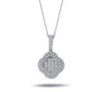 Kreuz Blatt Diamanten Anhänger Halskette in 14 Karat Weißgold