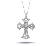 Kreuz Diamant Halskette Anhänger mit Kette Collier in Weißgold