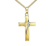 Kreuz Kette Kreuz-Anhänger Gold-Kreuz für Damen und Herren, Design- Ketten-Anhänger 585 Gold 14 Karat Mit Kette - Kettenlänge 45 cm.