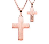 Kreuz Kette Mädchen Jungen Kommunion Rosegold | Kreuzanhänger Halskette | Kinderschmuck Erstkommunion Taufgeschenk Konfirmation Firmung Geburt Taufe | Goldkette Kreuzkette Taufkette Kinderkette