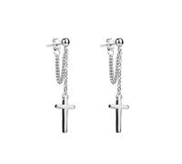 Kreuz Ohrhänger 925 Sterling Silber Kette Tropfen für Damen Herren Punk Kugel Ohrstecker Hypoallergen Christlich Religiöser Schmuck