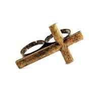 Kreuz Ring Doppelring Vintage Bronze - verstellbare Größe - 80er Jahre Kreuzring Retro Style