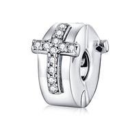 Kreuz-Stopper-Clip aus Sterlingsilber für Pandora-Charm-Armband, Sterling-Silber