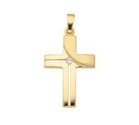 Kreuzanhänger ADELIA´S "Damen & Herren 333 Gold Kreuz Anhänger mit Zirkonia", gold, Schmuckanhänger, Damen, Gold, mit Zirkonia für Damen & Herren (58117416-0) gold