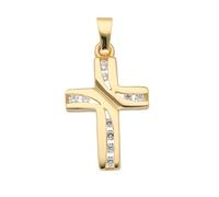 Kreuzanhänger ADELIA´S "Damen & Herren 333 Gold Kreuz Anhänger mit Zirkonia", gold, Schmuckanhänger, Damen, Gold, mit Zirkonia für Damen & Herren (69015149-0) gold