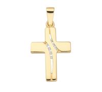 Kreuzanhänger ADELIA´S "Damen & Herren 333 Gold Kreuz Anhänger mit Zirkonia", gold, Schmuckanhänger, Damen, Gold, mit Zirkonia für Damen & Herren (17520446-0) gold