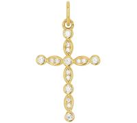 Amor Motivanhänger 925 Sterling Silber Damen Anhänger, mit Zirkonia synth., 2,6 cm, Weiß, Kreuz, Kommt in Schmuck Geschenk Box, 2039036