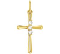 Amor Motivanhänger 925 Sterling Silber Damen Anhänger, mit Zirkonia synth., 2,2 cm, Weiß, Kreuz, Kommt in Schmuck Geschenk Box, 2039077