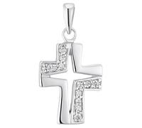 Amor Motivanhänger Damen, Silber, onesize, Kreuz, 13 mm, Zirkonia (synth.), Weiß, Silber 925, rhodiniert 9175185
