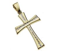 Kreuzanhänger FIRETTI "Schmuck Geschenk Gold 333 Halsschmuck Anhänger für Halskette Kreuz", gold (gelbgoldfarben, weißgoldfarben), Schmuckanhänger, Gelbgold 333, 1,02 g, Kreuzanhänger (640051-0)