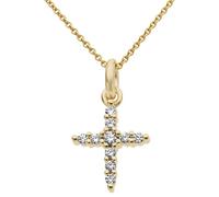 Kreuzanhänger FIRETTI "Schmuck Geschenk Gold 333 Halsschmuck Anhänger für Halskette Kreuz", gold (gelbgoldfarben, gwgetoentes, weiß), Schmuckanhänger, 0,08 P2 = erkennbare Einschlüsse, Diamanten Gelbg