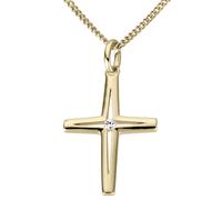 Kreuzanhänger FIRETTI "Schmuck Geschenk Gold 333 Halsschmuck Anhänger für Halskette Kreuz", gold (gelbgoldfarben, weiß, wweiß), Schmuckanhänger, Damen, 0,01 P2 = erkennbare Einschlüsse, Diamanten Gelb