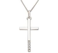 Kreuzanhänger FIRETTI "Schmuck Geschenk Gold 333 Halsschmuck Anhänger für Halskette Kreuz", weiß (weißgoldfarben, gwgetoentes, weiß), Schmuckanhänger, 0,02 P2 = erkennbare Einschlüsse, Diamanten Weißg