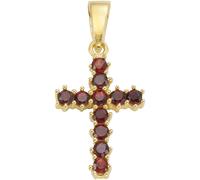 Kreuzanhänger FIRETTI "Schmuck Geschenk Gold 333 Halsschmuck Anhänger Kreuz", gold (gelbgoldfarben, rot, rot), Schmuckanhänger, Gelbgold 333, 0,71 g, Kreuzanhänger, mit Granat (24269255-0)
