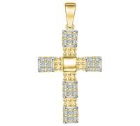 Kreuzanhänger FIRETTI "Schmuck Geschenk Gold 375 Halsschmuck Anhänger Halskette Kreuz", gelb (gelbgoldfarben, weißgoldfarben, kristallweiß, kristallweiß), Schmuckanhänger, Damen, Gelbgold 375, 1,68 g,