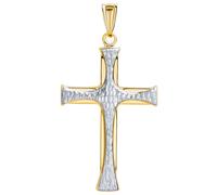 Kreuzanhänger FIRETTI "Schmuck Geschenk Gold 375 Halsschmuck Anhänger Halskette Kreuz", gold (gelbgoldfarben, weißgoldfarben), Schmuckanhänger, Gelbgold 375, 1,5 g, Kreuzanhänger (91313717-0)