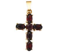 Kreuzanhänger JOBO "Anhänger Kreuz", gelb (gelbgold 375), Schmuckanhänger, Damen, Gelbgold 375, 375 Gold mit Granat (43875660-0) gelbgold 375