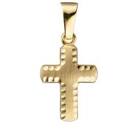 Kreuzanhänger JOBO "Anhänger Kreuz", gelb (gelbgold 585), Schmuckanhänger, Damen, Gelbgold 585, 585 Gold diamantiert (51523108-0) gelbgold 585