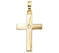 Kreuzanhänger JOBO "Anhänger Kreuz", gold (gelbgold 333), Schmuckanhänger, Damen, Gelbgold 333, 333 Gold mit Zirkonia (74688041-0) gelbgold 333