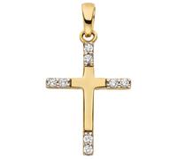 Kreuzanhänger JOBO "Anhänger Kreuz Goldkreuz 17 mm", gelbgold 333, weiß, Schmuckanhänger, Damen, Gelbgold 333, 8 Karat 333 Gold mit 8 Zirkonia (34442016-0) gelbgold 333, weiß
