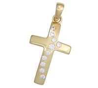 Kreuzanhänger JOBO "Anhänger Kreuz Goldkreuz 20 mm", gelbgold 333, weiß, Schmuckanhänger, Damen, Gelbgold 333, 333 Gold mit 10 Zirkonia (79522831-0) gelbgold 333, weiß