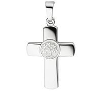 Kreuzanhänger JOBO "Anhänger Kreuz mit Lebensbaum", silber (silber 925), Schmuckanhänger, Damen, Silber 925 (Sterlingsilber), 925 Silber (47946434-0) silber 925